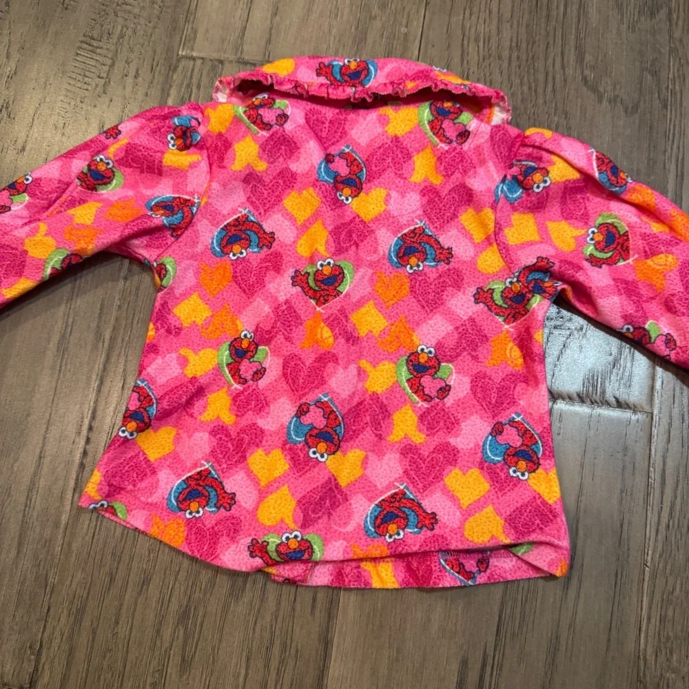 Sesame Street Elmo Pajamas Set 12M Infant Girl‎ Pink Hearts Long Sleeve